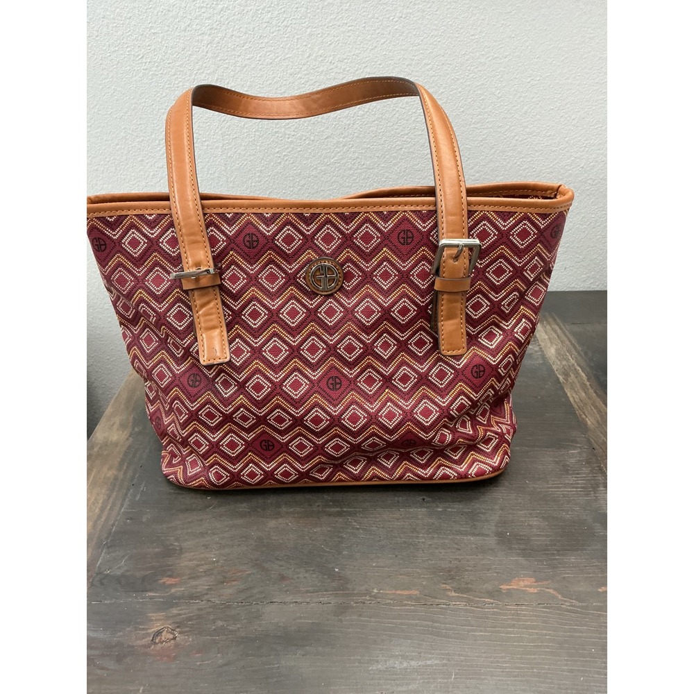 Giani Bernani Wine Graphic Saffiano Tote Bag Burgundy Diamond Geometric